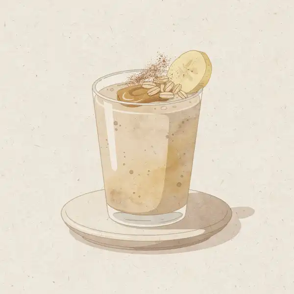 Breakfast smoothie with banana, oats, and peanut butter illustration