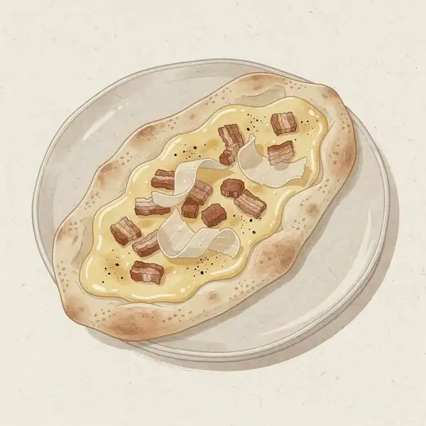 Carbonara pinsa illustration