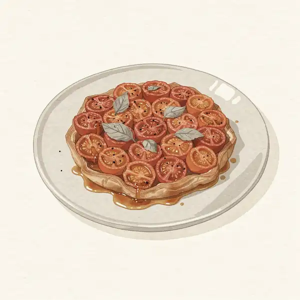 Cherry tomato tarte tatin illustration