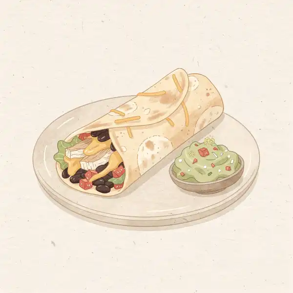 Chicken burrito with lime guacamole illustration