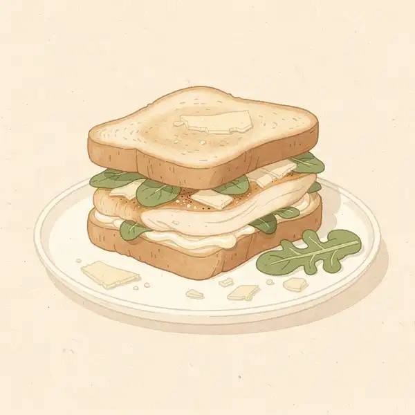 Chicken sandwich with Parmesan and lamb’s lettuce illustration