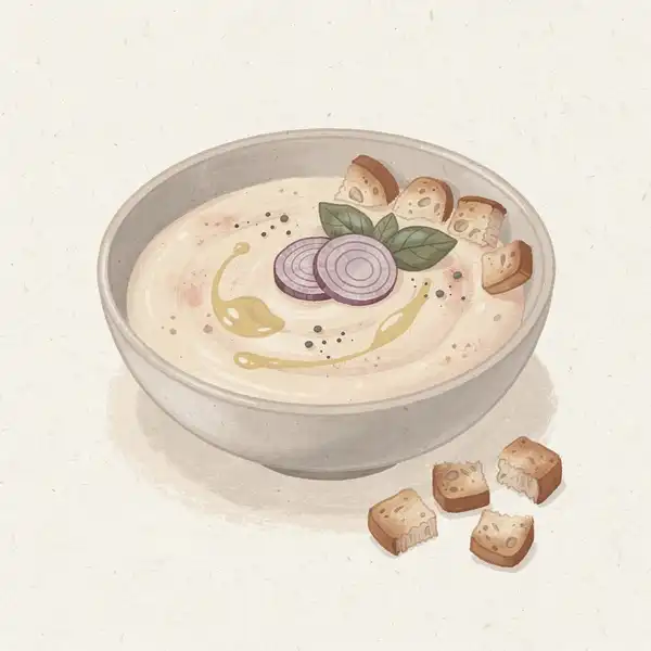 Cold cannellini bean soup illustration