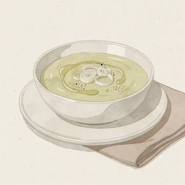 Leek and potato soup illustration