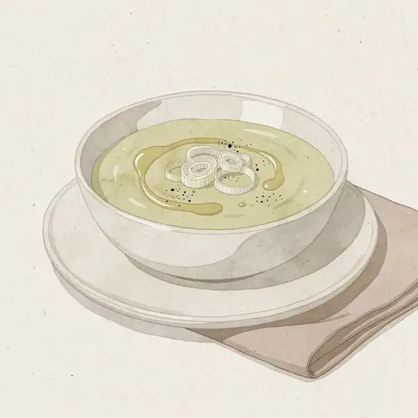 Leek and potato soup illustration