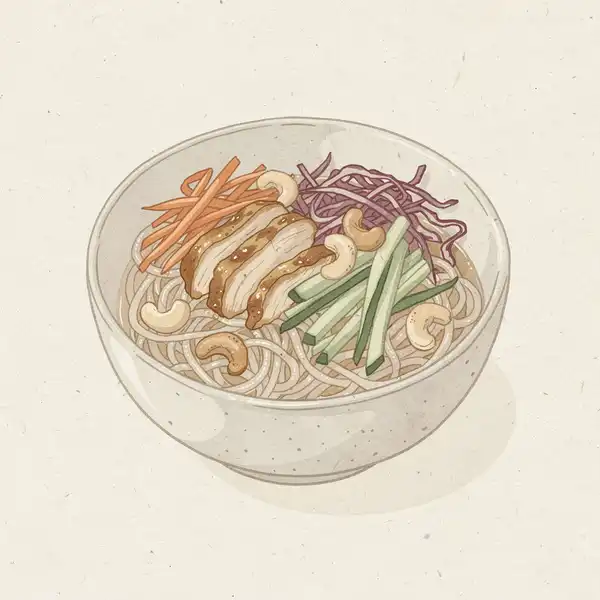 Miso chicken vermicelli bowl illustration