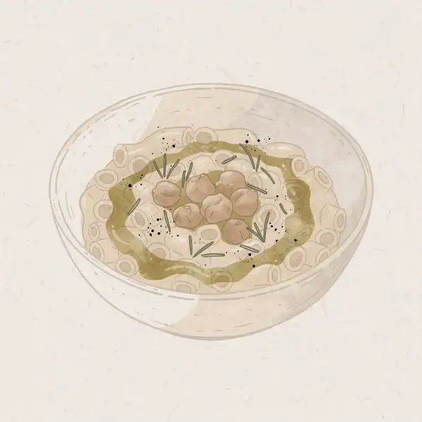 Pasta and chickpeas illustration