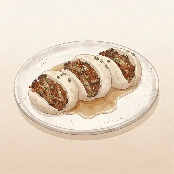 Pulled mushroom illustration