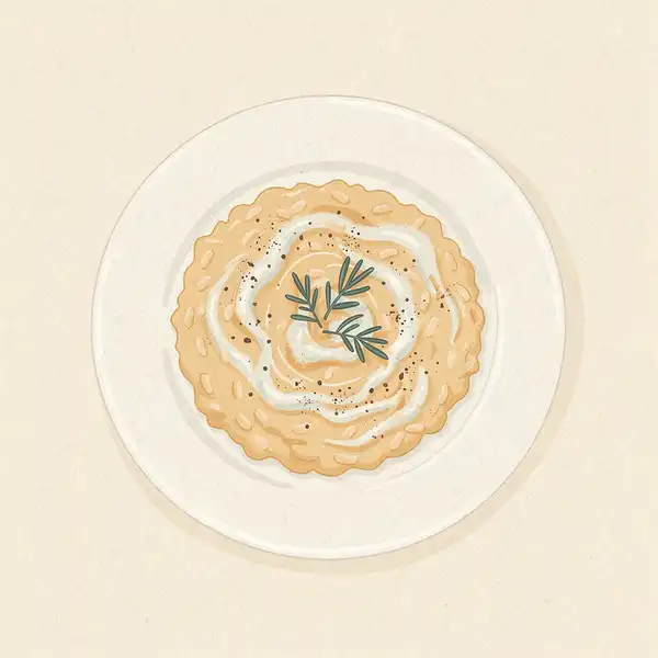 Pumpkin and gorgonzola risotto illustration