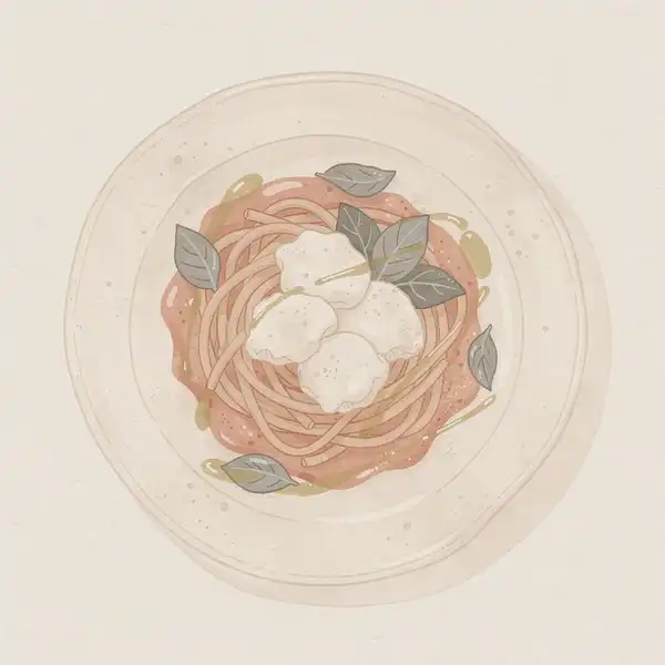 Raw tomato pasta illustration