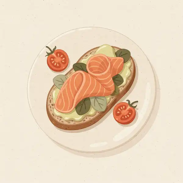 Salmon and avocado sandwich illustration