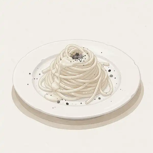 Spaghetti cacio e pepe illustration